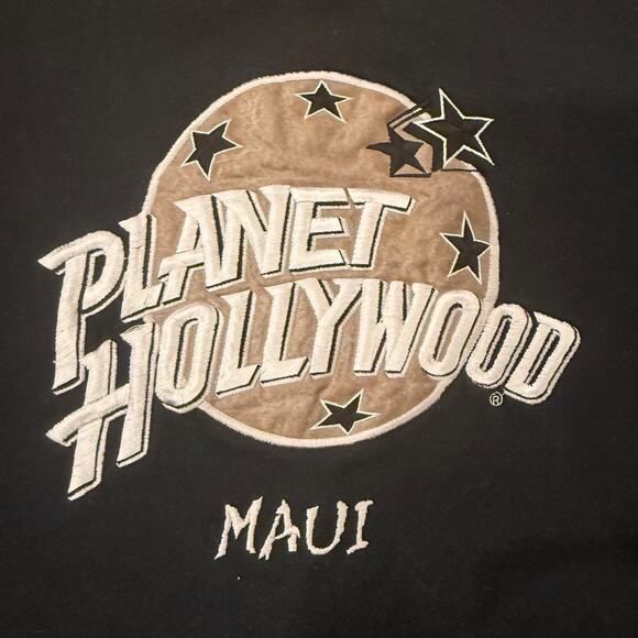 Vintage Planet Hollywood Maui Sweatshirt Embroidered Mens Black Large EUC - Picture 1 of 8